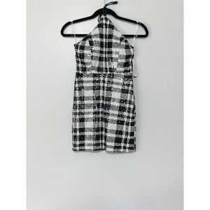 Dear Moon Plaid Sequin Tie Halter Neck Mini Dress Size 0 NWT